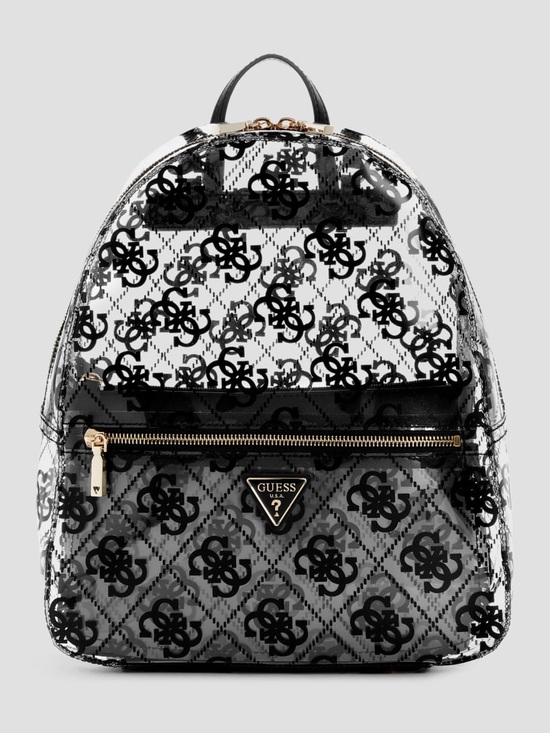 GUESS Black Logo-Print Clear Backpack with Gold Hardware main image 6